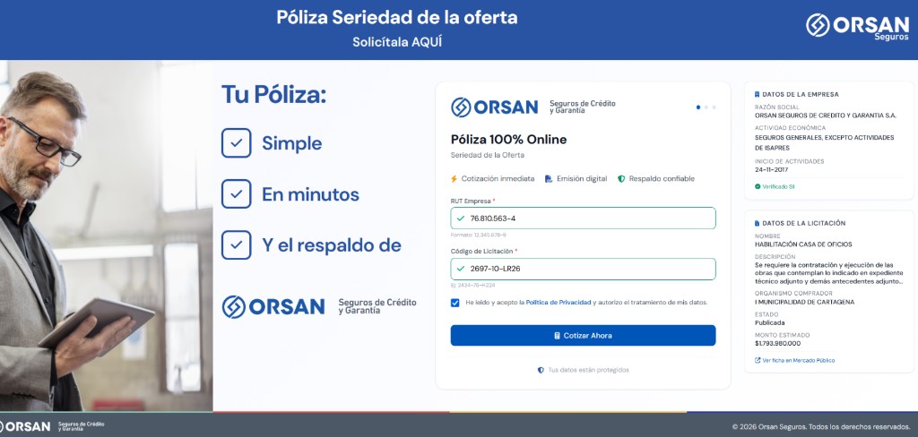 PÓLIZAS 100% ONLINE — SERIEDAD DE LA OFERTA
